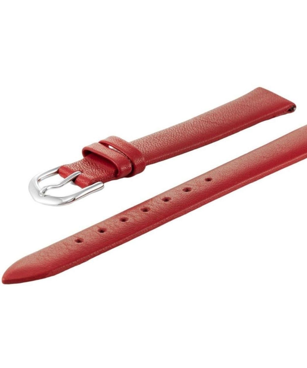 Skórzany pasek Bisset 14mm – wyrazista czerwień, srebrna sprzączka.jpg